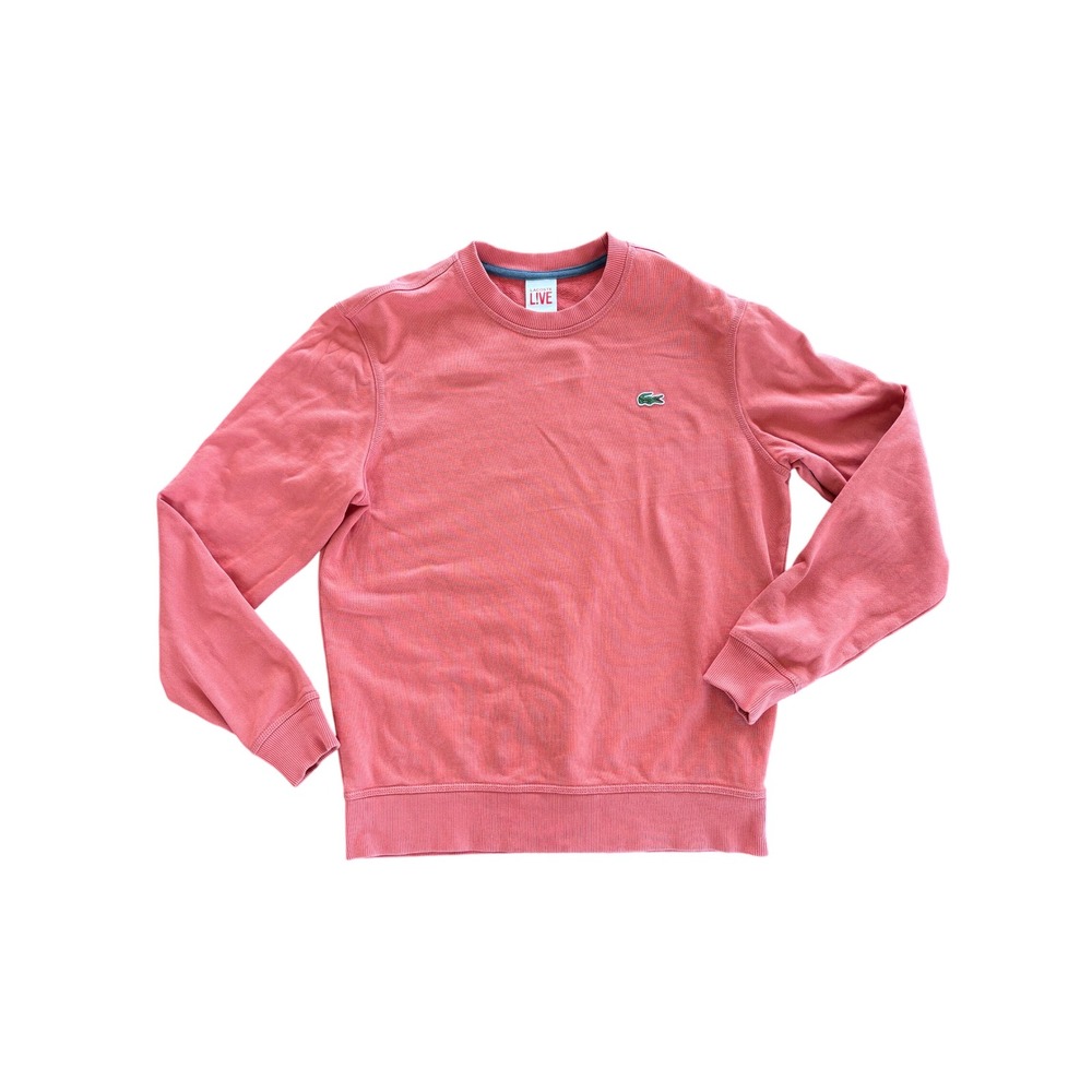 Lacoste LIVE Unisex Pink Crewneck Sweatshirt Logo French Terry Size L Fits S/M